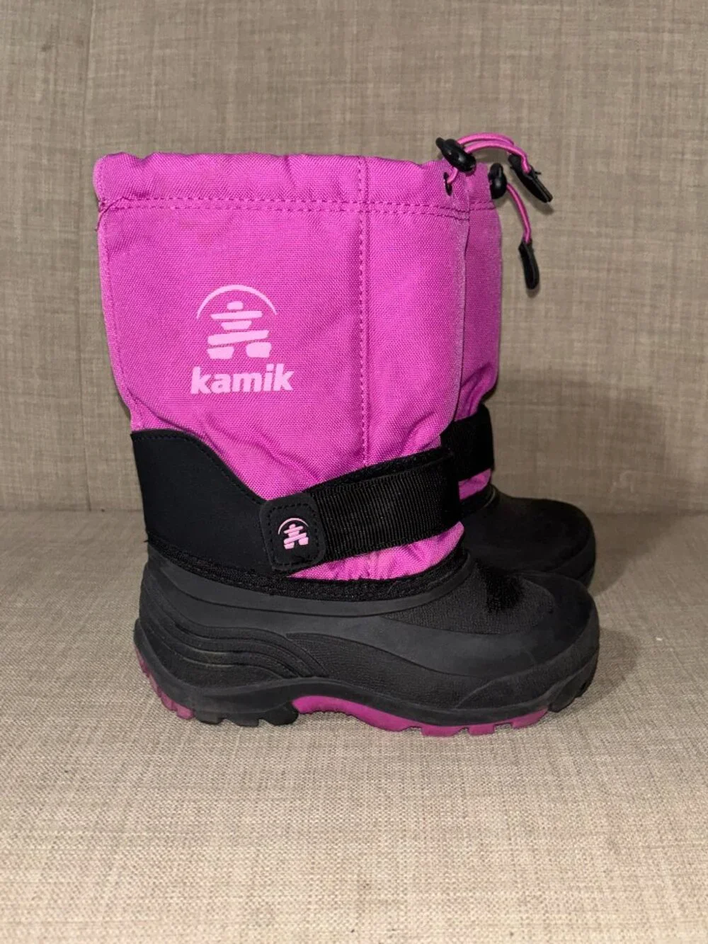 Kamik Rocket Kids Snow Boots Size 12 Pink Black Waterproof Insulated -40°F EUC